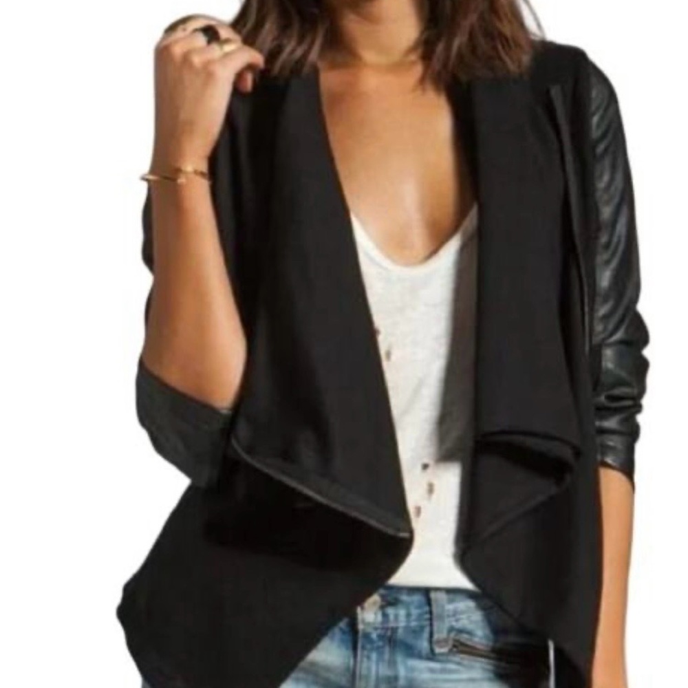 Blank NYC “Private Practice” Faux Leather, Front Draped, Moto Jacket Black, sz M